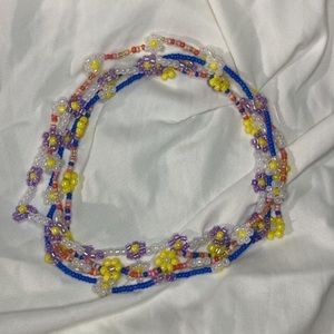 Seed Bead Flower Elastic Choker